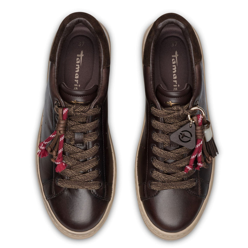 Womens Tamaris 23775 Mocca Laced Trainers - Mocca