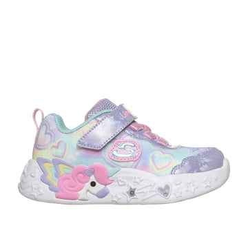 Girls Skechers 303064N Rainbow Hearts Unicorn Charmer Trainer - Infant - Lavender