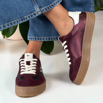 Womens Tamaris 23723 Laced Trainers - Bordeaux Metallic