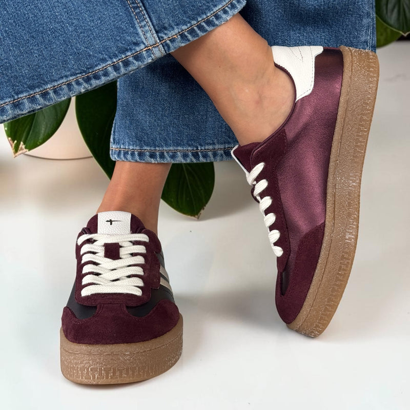 Womens Tamaris 23723 Laced Trainers - Bordeaux Metallic