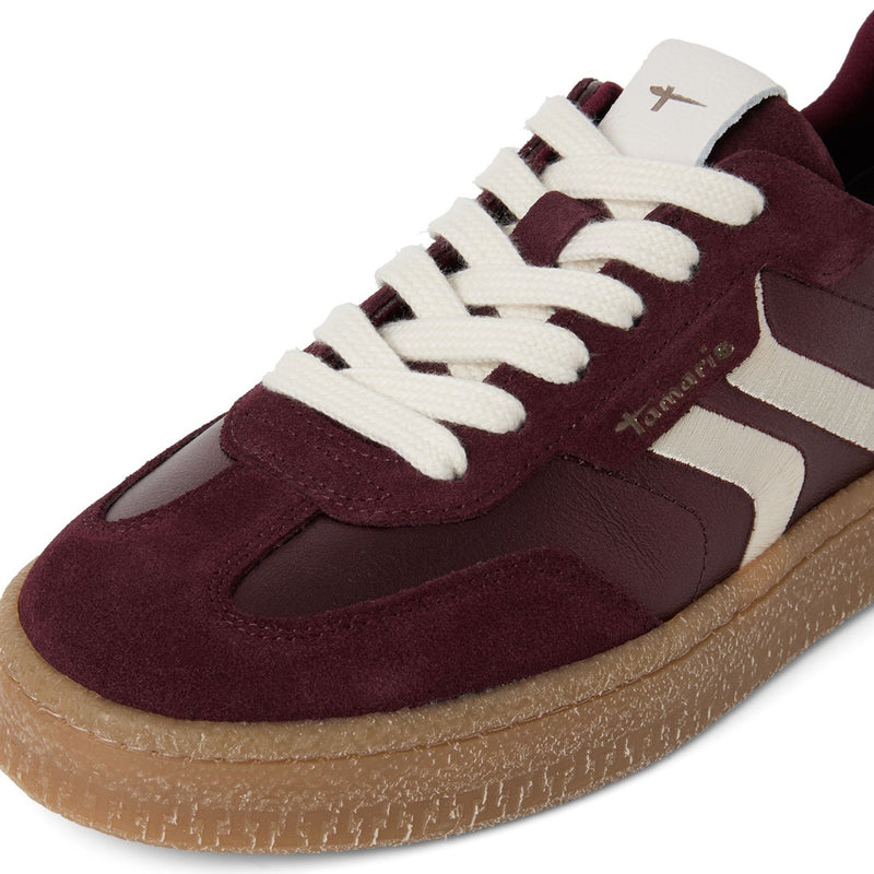 Womens Tamaris 23723 Laced Trainers - Bordeaux Metallic