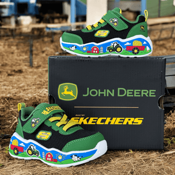 Boys Skechers John Deere Play Scene: Barn-Squad Buddies Trainers - Green