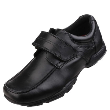 Boys Hush Puppies Freddy Black Senior School Shoes - Black