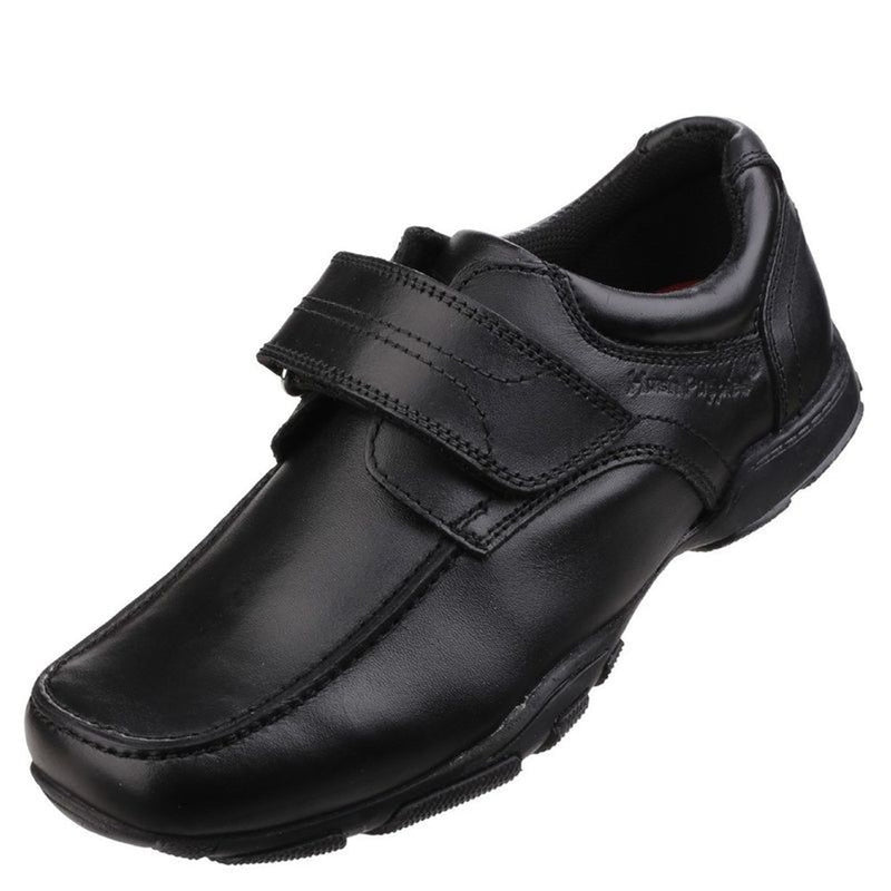 Boys Hush Puppies Freddy Black Senior School Shoes - Black