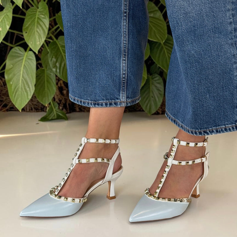 Womens Sorento Tinakilly Rockstud T-Bar Heels - Sky