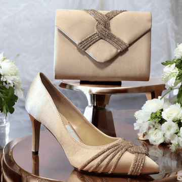 Womens Lunar Tayah Nude Diamante Twist Front Court Shoes - Nude Pink