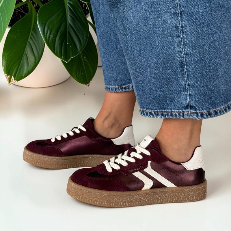 Womens Tamaris 23723 Laced Trainers - Bordeaux Metallic