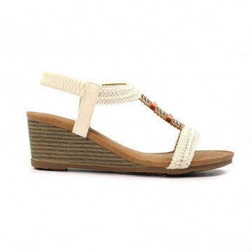 Womens Lunar JLH535 Wedge Florence Sandals - White