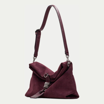 Womens Hispanitas 264948 Suede Shoulder Bag - Burgundy