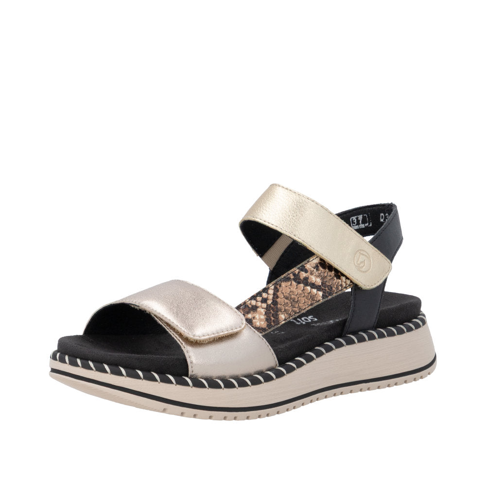 Womens Remonte D3J50 Metallic Wedge Sandal