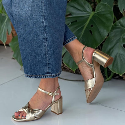 Womens Unisa Medway Platino Heeled Sandals - Platino Gold