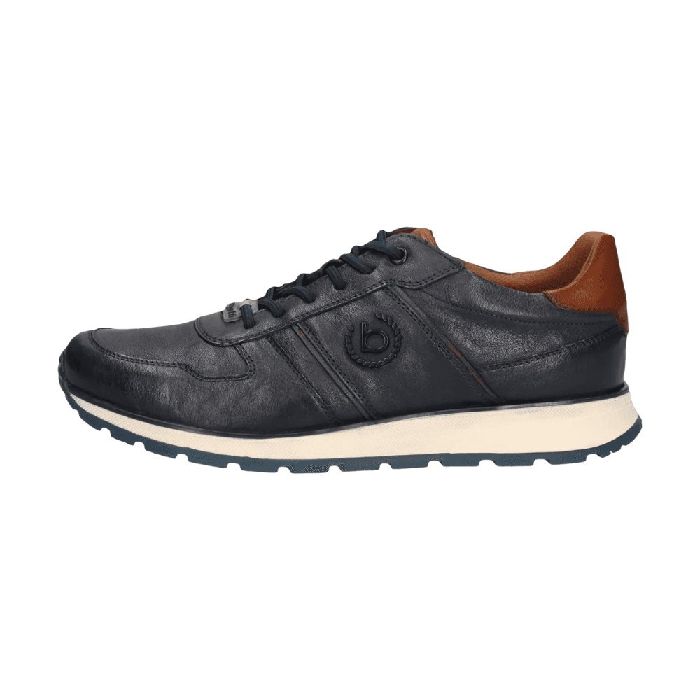 Bugatti Mens APA03 Navy Leather Side Zip Trainers