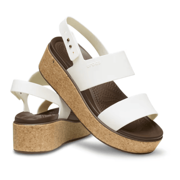 Womens Crocs Brooklyn Cork Low Wedge Sandals - White