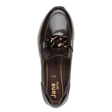 Womens Jana 24766 Mocca Patent Loafer - Mocca Patent
