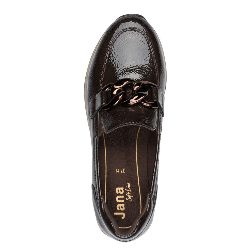 Womens Jana 24766 Mocca Patent Loafer - Mocca Patent