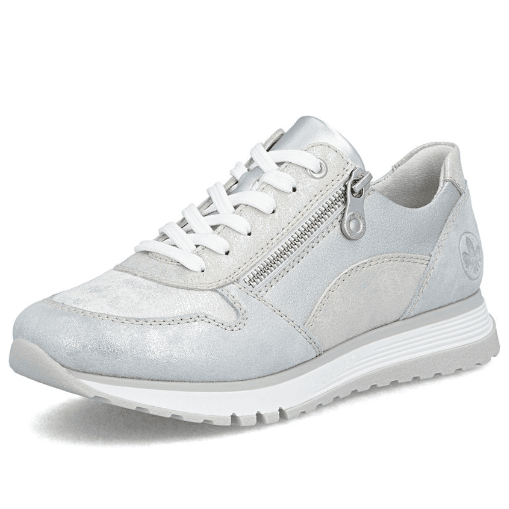 Womens Rieker 49003 Silver Shimmer Side Zip Trainers