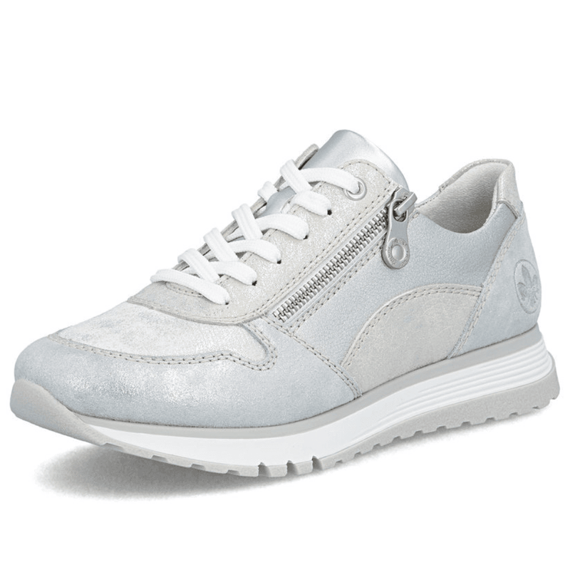 Womens Rieker 49003 Silver Shimmer Side Zip Trainers - Silver
