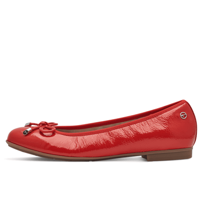 Womens Tamaris Comfort 82102 Ballerina Pumps - Red Patent
