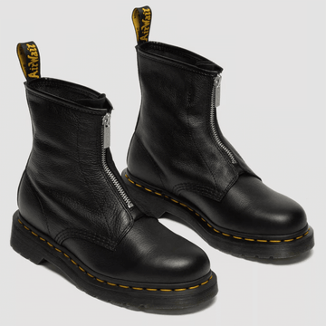 Womens Dr Martens 1460 Zip Front Virginia Soft Leather Black Boots - Black
