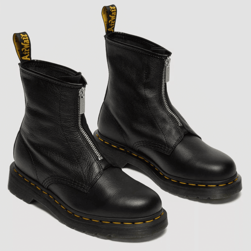 Womens Dr Martens 1460 Zip Front Virginia Soft Leather Black Boots - Black