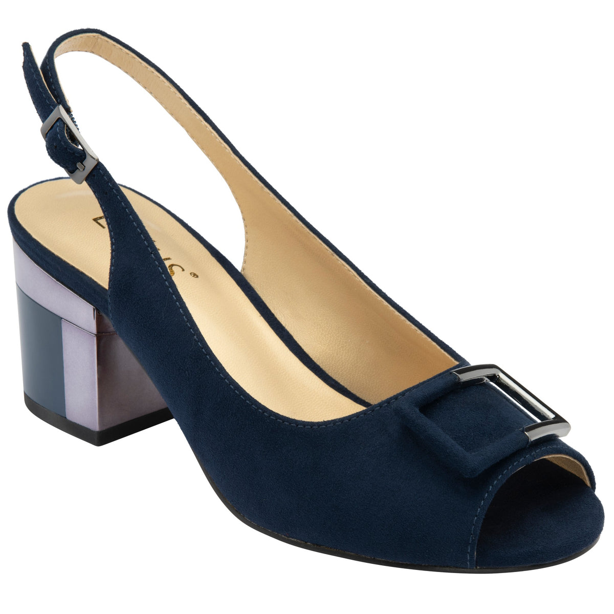 Womens Lotus ULS625 Navy Microfibre Elena Slingback Shoes