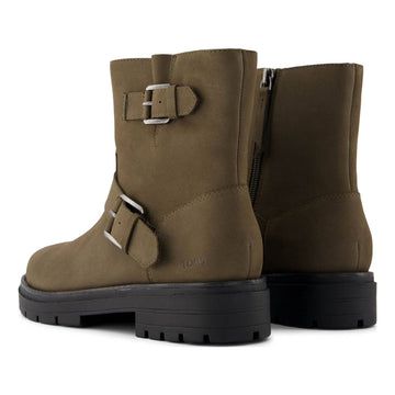 Womens Toms Ionie Moto Dark Green Ankle Boots - Dark Green