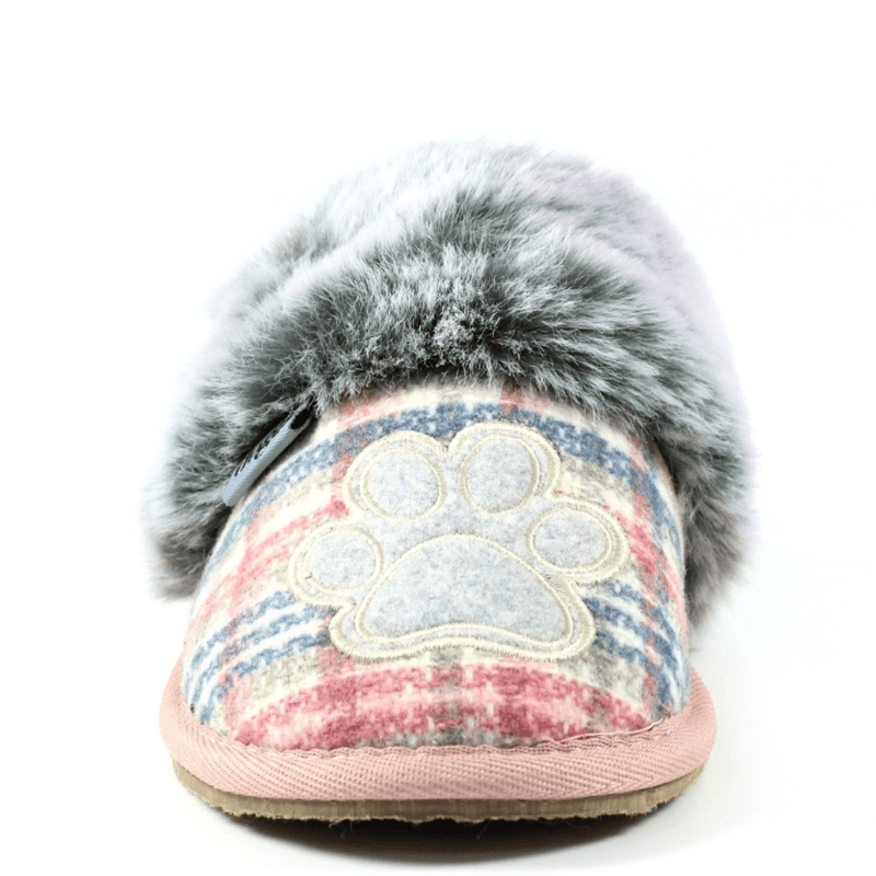 Womens Lazy Dogz Poppy Paw Mule Slipper - Pink