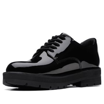 Girls Clarks Prague Lace School Shoe - Black