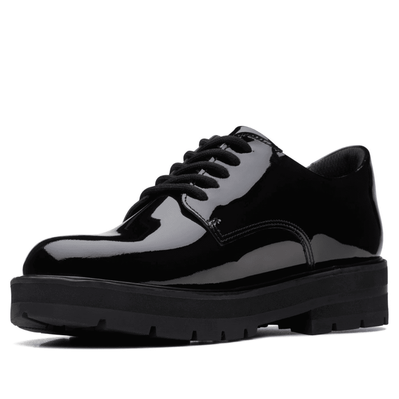 Girls Clarks Prague Lace School Shoe - Black