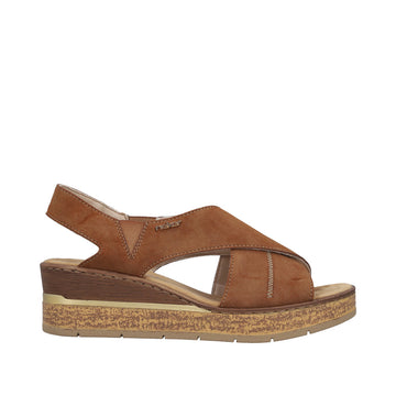 Womens Rieker 63782 Brown Wedge Sandal - Brown