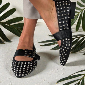 Womens Xti 144264 Diamante Embellished Flat Pumps - Black