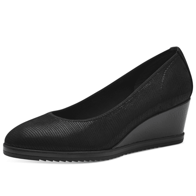 Womens Tamaris 22325 Black High Wedge Shoes - Black