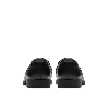 Girls Clarks Tapa Edge Youth Black School Shoes - Black