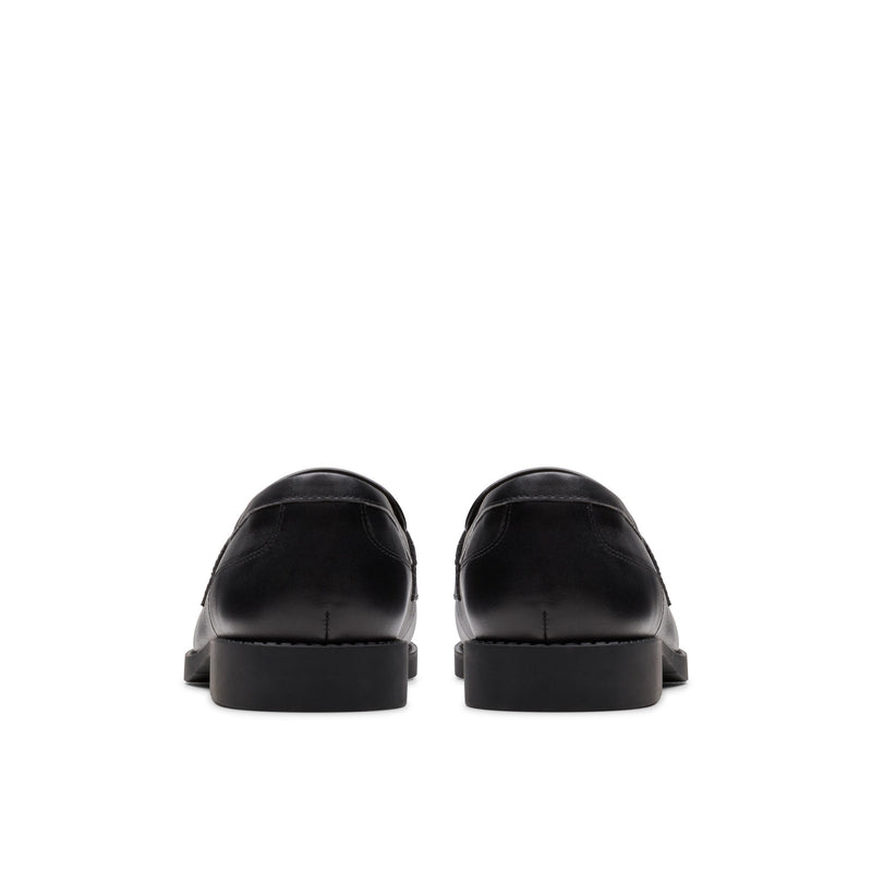 Girls Clarks Tapa Edge Youth Black School Shoes - Black