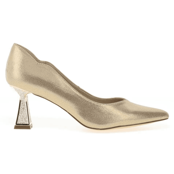 Womens Menbur 25772 Scallop Edge Flared Heels - Gold