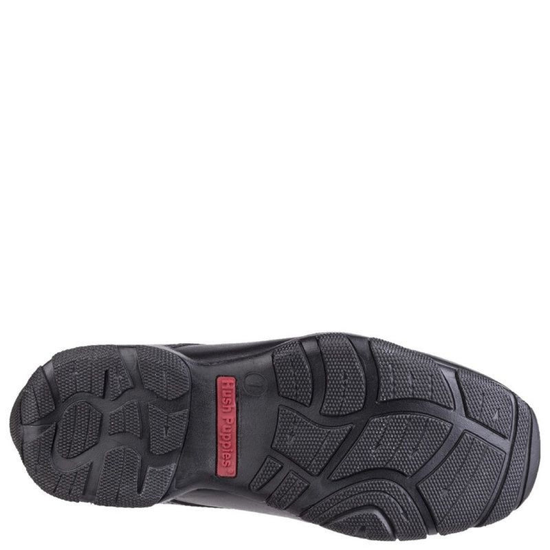 Boys Hush Puppies Vincente Black Senior School Shoes - Black