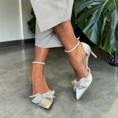 Womens Coco Ritz COCO1042 Stiletto Heels - Silver Satin