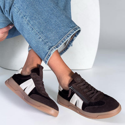 Womens Caprice 23608 Dark Brown Combi Trainers - Dark Brown Combi