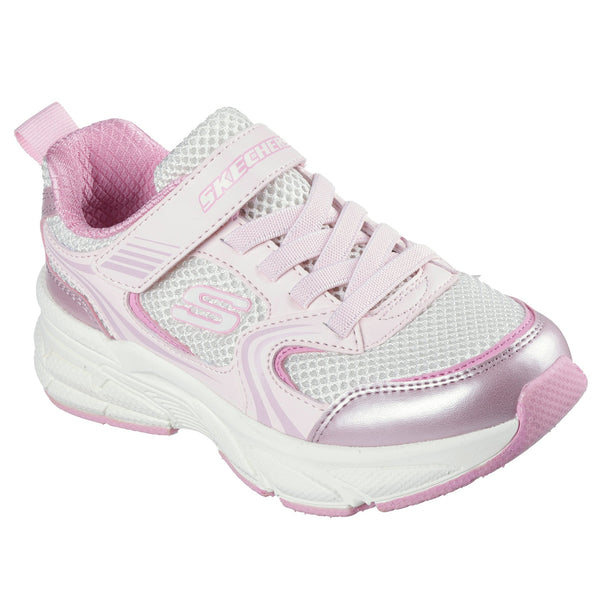 Girls Skechers 303692L Pink & White Sporty Retro-Graph Trainer - Junior - Pink