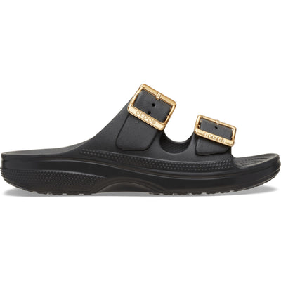 Womens Crocs 213316 Buckle Saturday Metallic Sandals - Black