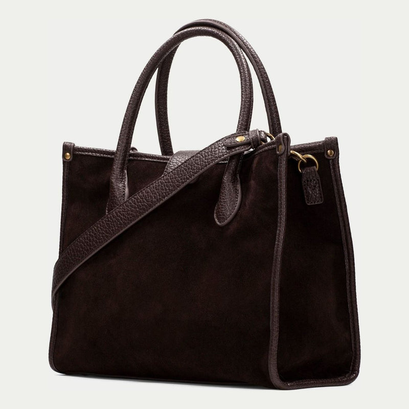 Womens Hispanitas 265022 Suede Shoulder Bag - Espresso