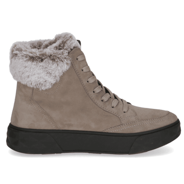 Womens Caprice 26202 Taupe Suede Fur Lined Wedge Boots - Mud Suede