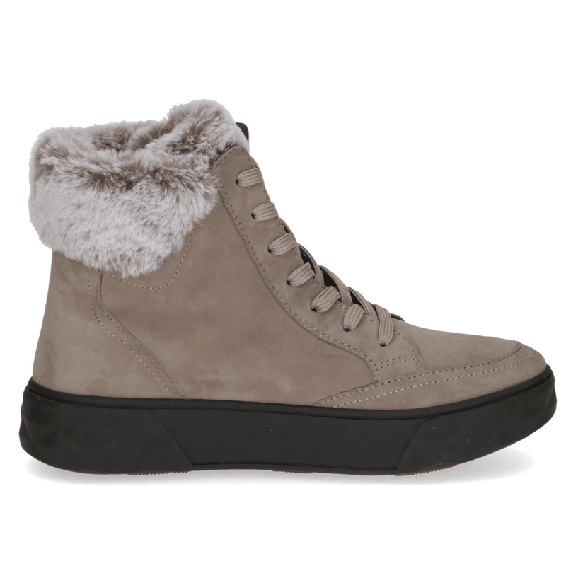 Womens Caprice 26202 Taupe Suede Fur Lined Wedge Boots - Mud Suede
