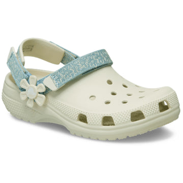 Junior Crocs Denim Flower Classic Clogs - Denim Flower