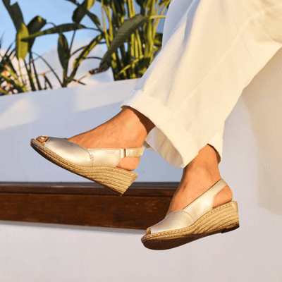 Womens Rieker 62462 Gold Velcro Strap Wedge Sandals - Gold