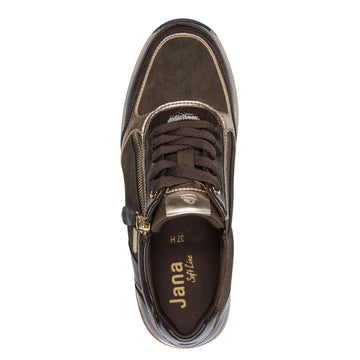 Womens Jana 23789 Cafe Side Zip Trainers - Cafe