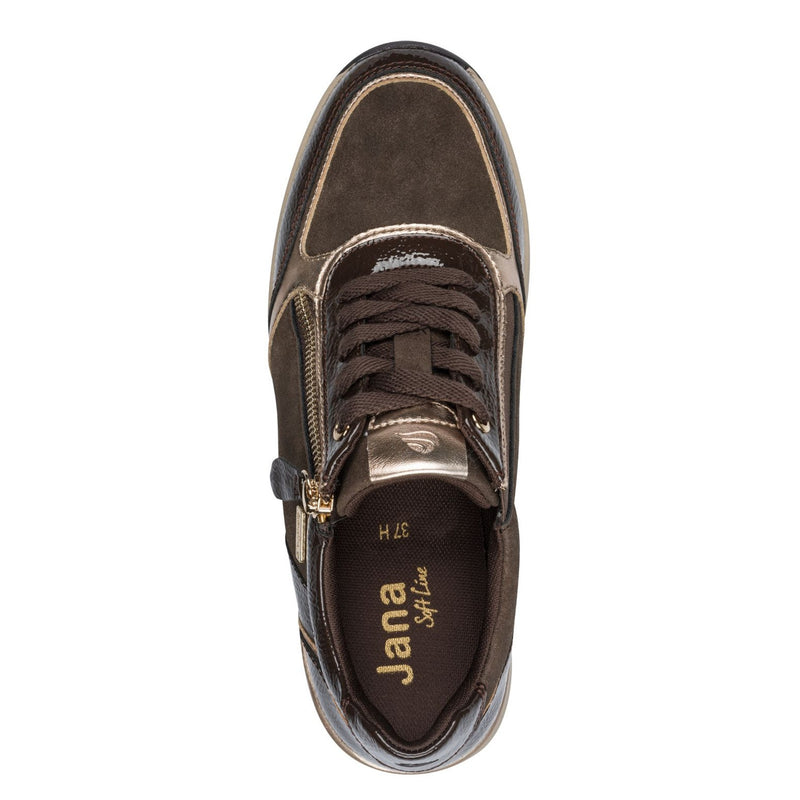 Womens Jana 23789 Cafe Side Zip Trainers - Cafe