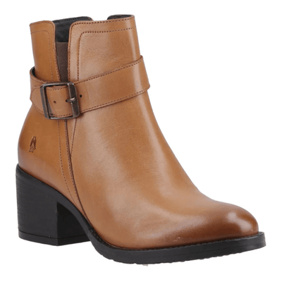 Womens Hush Puppies Hensley Block Heel Ankle Boots - Tan