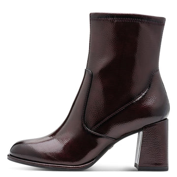 Womens Tamaris 25357 Ankle Boots - Merlot Patent
