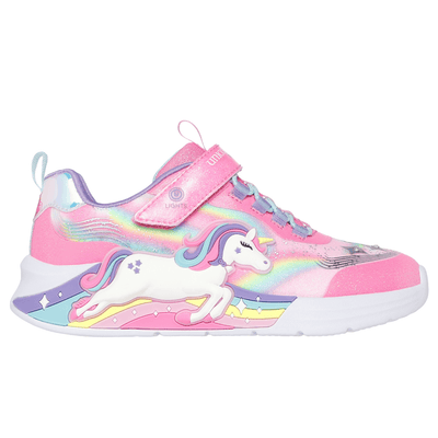 Girls Skechers S Lights Unicorn Chaser - Pink Multi